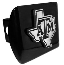 texas a&m tx shape logo chrome emblem on black trailer hitch cover usa made picture