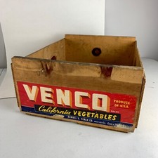 Vintage Venco California Vegetables Wood Wooden Crate Box picture