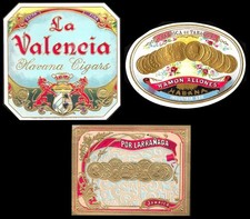 LOT OF 3 VINTAGE EMBOSSED CHROMOLITHOGRAPH CIGAR BOX LABELS (CIRCA 1890s–1930s) picture