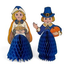 Vintage Beistle Pilgrim Boy Girl Honeycomb Tabletop Decorations 10