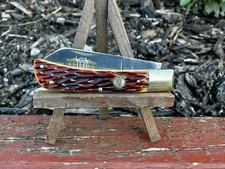 BULLDOG BRAND 1 BLADE Southern Plantation Home COTTON SAMPLER Bone HANDLES KNIFE picture