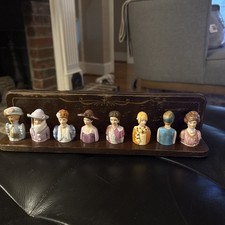 Vtg Avon American Fashion Silhouette Thimble Set & Display Rack From The 1980's picture