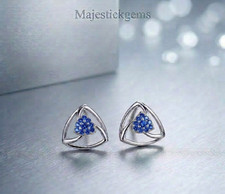 2 Ct Lab Grown Blue Diamond Stud Earrings 925 Sterling Silver  VVS1 Certified picture