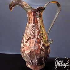 Antique Copper Traditional Repousse Water Pitcher Jug Hand Hammered Forged picture