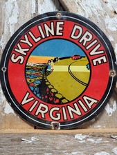 VINTAGE SKYLINE DRIVE PORCELAIN SIGN OLD SHENANDOAH NATIONAL PARK VA BLUE RIDGE picture