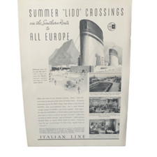 Vintage 1934 Italian Line Summer Lido Crossings Ad Advertisement picture