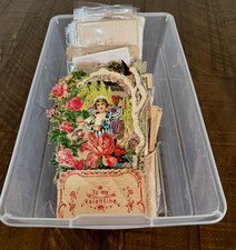Huge Lot of 200 +Old Scraps~Cards~Ephemera~Mixed Paper~DAMAGED-SCRAPBOOK CRAFTS picture
