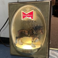 VINTAGE FAMOUS BUDWEISER CLYDESDALE 3D HORSE IN BUBBLE ~ WORKING LIGHTED SIGN picture