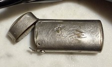 Antique Civil War Era Brass Pocket Match Safe Holder Engraved Running Horse 3” picture