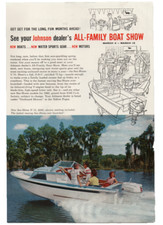 VTG 1960 Johnson Boating Print Ad Outboard Motor All Family Boat Show Seahorse picture