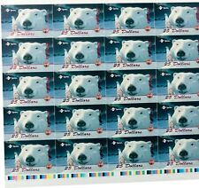 RARE Uncut Sheet 1995 Coca-Cola Polar Bear SAMPLE $25 PhoneCard #38/100 +5 cards picture
