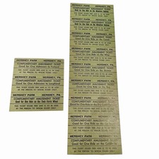 Hershey Park PA Amusement Ticket Strip Miniature Railroad Comet, Whip c 1910s-30 picture