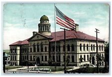 c1960's Sterreff School Exterior Pittsburgh Pennsylvania PA Posted Flag Postcard picture