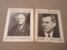 Original 1940 Franklin ROOSEVELT Henry WALLACE Campaign Poster Set FDR President picture