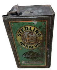 Rare Square Sterling Oil Can 5 Gallon. Five picture