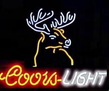 Coors Light Stag Deer Neon Light Sign Beer Cave Gift Lamp Real Glass Bar 17