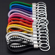 Braided Faux Leather Strap Keyring Keychain Car Key Chain Ring Key Fob Acc picture