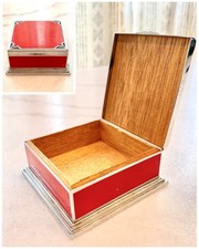 1920s Art Deco Otis Elgin Red Lacquered Antique Cedar Lined Cigarette Box Case   picture