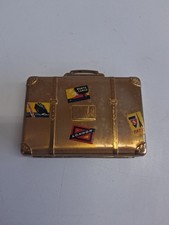 RARE Vintage Princess Suitcase Compact Powder Makeup Mirror w/Travel Stickers picture