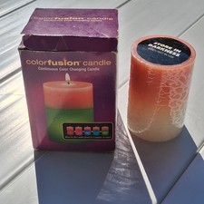 2004 Colorfusion Color Changing Candle Peach Pillar 3x4.25 Original Box Y2K picture