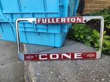 RARE Fullerton California Cone Chevrolet Vintage GM Dealer License Plate Frame picture