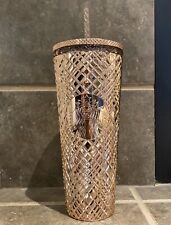 New Starbucks 2023 Winter Holiday Jeweled 24oz Tumbler Cold Cup - Rose Gold picture