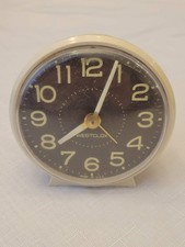 Vintage Westclox Wind-Up Alarm Clock Cream Black Face Retro Made in USA Untested picture