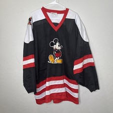 Mickey Mouse Jersey Men's Size XL Black Red Hockey Genus #1 Vintage 1990s picture