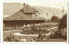 AZO RPPC Kamloops BC CPR Railroad Station Vintage Real Photo Postcard Canada picture