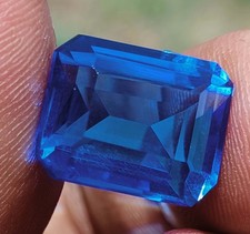 Certified 11.64 Ct Natural Blue Imperial Topaz Emerald Cut Loose Gemstone 6GHA picture