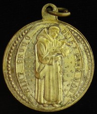 Vintage Saint Bruno Medal Catholic Patron Saint of Exorcists Mary Large Size picture