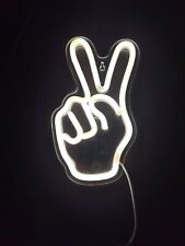 LED Neon Back Light Hand Peace Sign Wall Hanging Light Plug in USB Cord picture