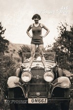 1920s Flapper Woman π Vintage Car - 4x6 Photo - Art Deco Portrait picture