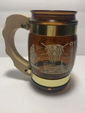 Vintage Oklahoma Souvenier Brown Glass Barrel Mug Wooden Handle 5