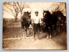 TRIMMED - Farm, Farmer, Horses, RPPC, Real Photo, Vintage Postcard picture