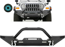 Front Bumper Compatible with 1987-2006 Jeep Wrangler TJ YJ with Winch Plate D-Ri picture