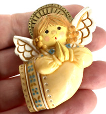 Hallmark PIN  Vintage PRAYING ANGEL W/ HALO 1973  COLLECTORS Brooch  - 2 inches picture