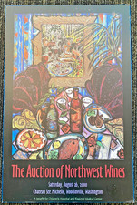 Vintage 2000 Chateau Ste Michelle Winery Wine Auction Event Print On Hard Board picture