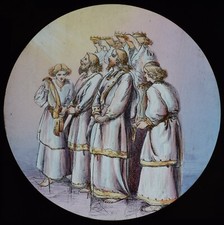 ANTIQUE Magic Lantern Slide PILGRIMS PROGRESS NO98 C1890 BEING CROWNED picture
