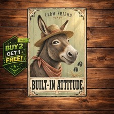 Vintage Humorous Donkey Metal Tin Sign Home Room Wall Decor picture