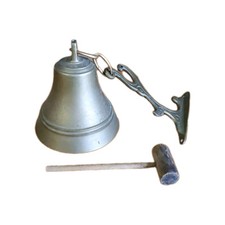 Vintage Solid Brass Hanging Bell with Mallet picture