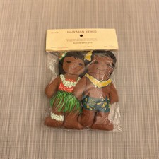 Vtg 70s Hawaiian Print Cloth Stuffed Advertising Rag Doll Pillow Tiki Aloha picture