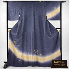 Vintage Japanese Silk Kimono Robe – Gray Purple Treasure Motifs Gold picture