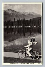 Jasper-Alberta, Jasper Park Room Service on Bike, Vintage Postcard picture