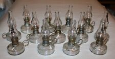 Antique Miniature Oil Lamp Blown/Pressed Clear Glass W/Wire Handle Lot of 13 picture