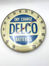 Vintage 1950s Delco Dry Charge Batteries Advertising Thermometer Sign picture
