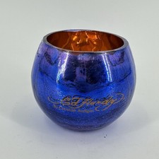 Y2K ED HARDY By Christian Audigier Candle Holder Blue Orange Crackle 4