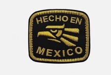 HECHO EN MEXICO MADE IN MEXICO GOLD & BLACK TACTICAL MORALE HOOK & LOOP PATCH picture