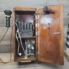 Antique Early 1900's STROMBERG-CARLSON Box Wall Crank Wood Untested picture