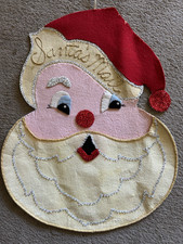 Vintage 70s Bucilla Santa's Mail Jeweled Felt Sequin Christmas Card Holder READ picture
